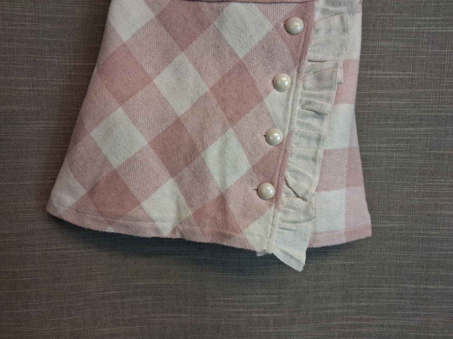 Shein Girls A Line Skirt Pink Cream Check Age 3-4 Years