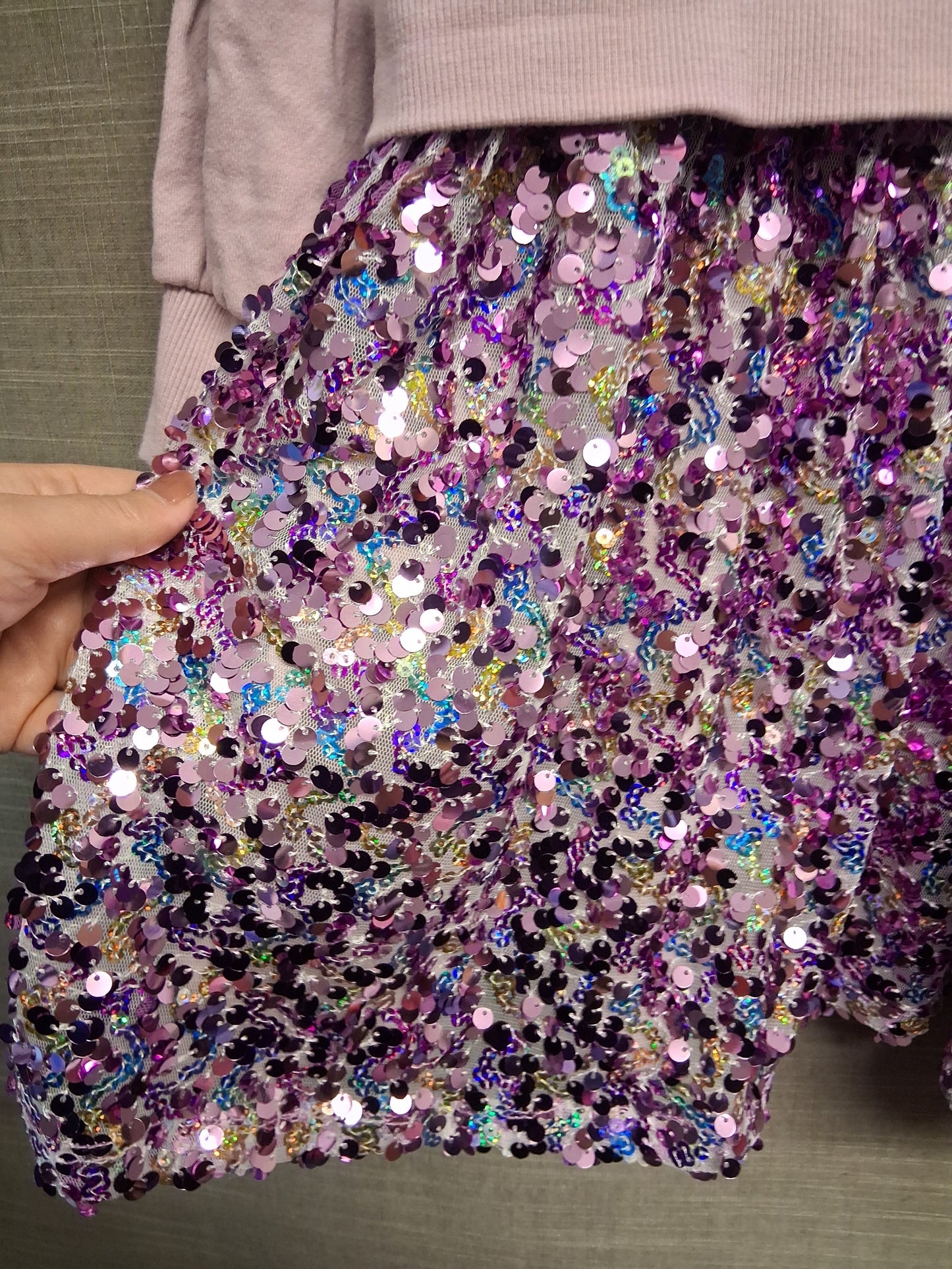 John Lewis Girls Purple Pink Sequin Jumper Dress Age 10 Years