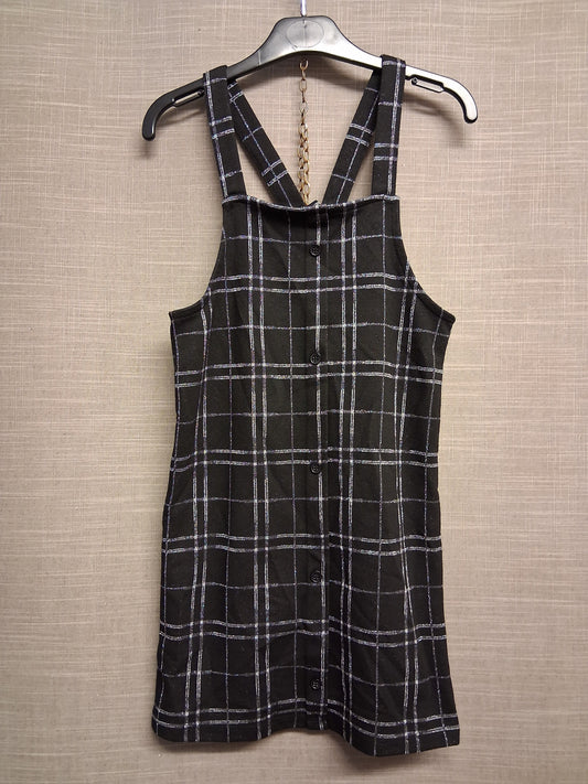 George Girl Pinafore Dress Black Check Age 8-9 Years