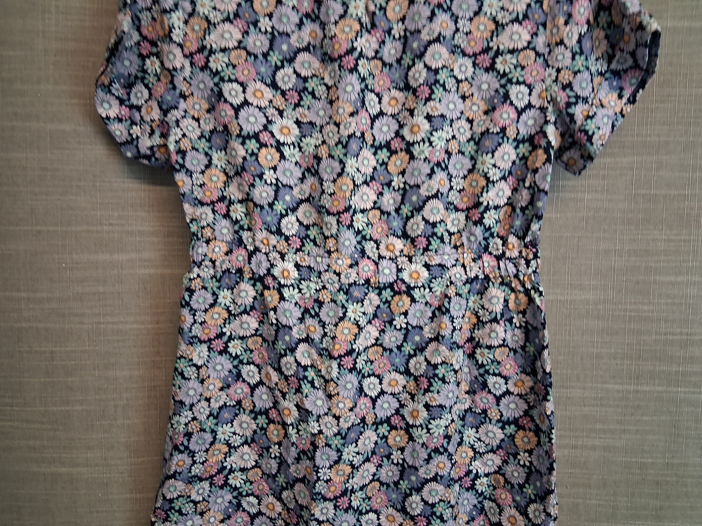 H&M Girls Blue Floral Short Sleeve Dress Age 6-7 Years