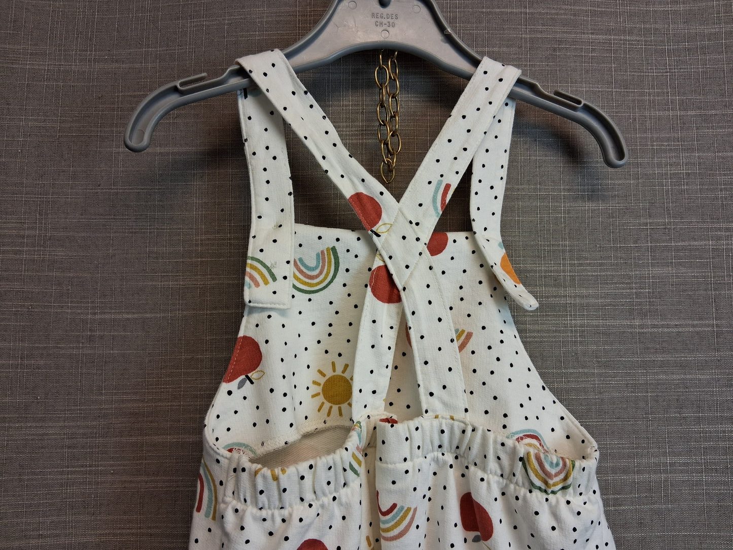 Next Girls Jersey Dungaree Shorts Romper Age 12-18 Months Cream
