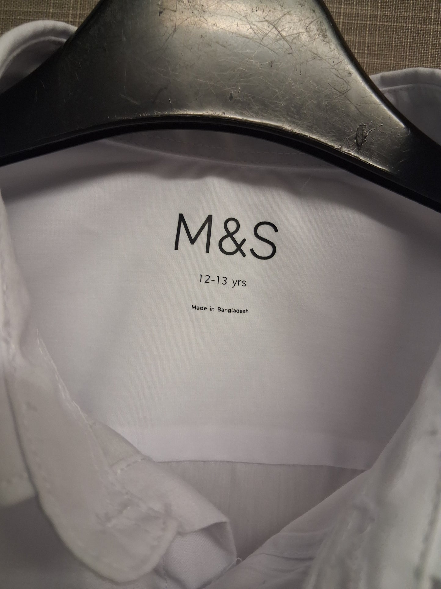 Marks and Spencers Boys White Long Sleeve Shirt Age 12-13 Years