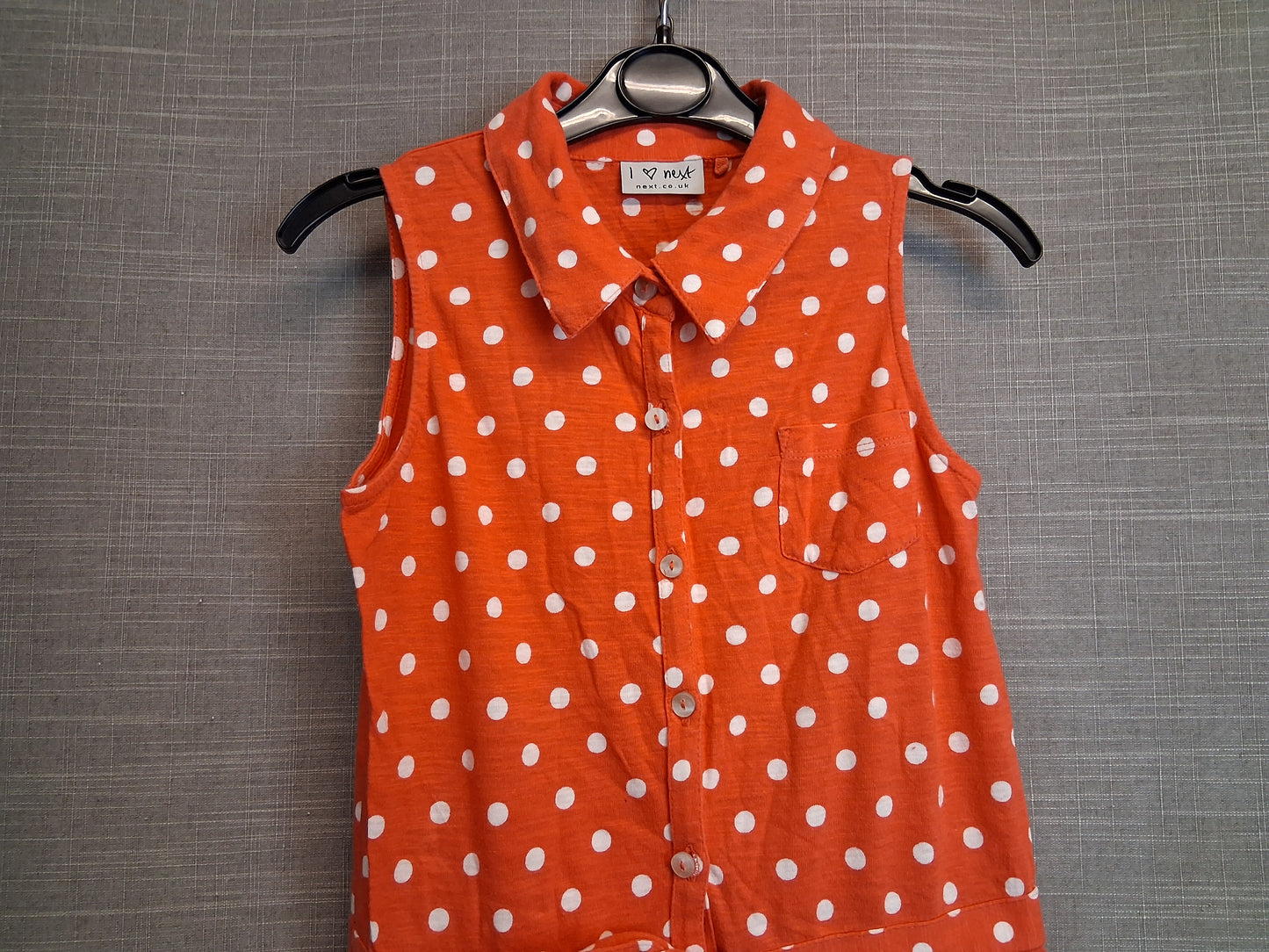 Next Girls Red Spotty Sleeveless Dress Age 9 Years