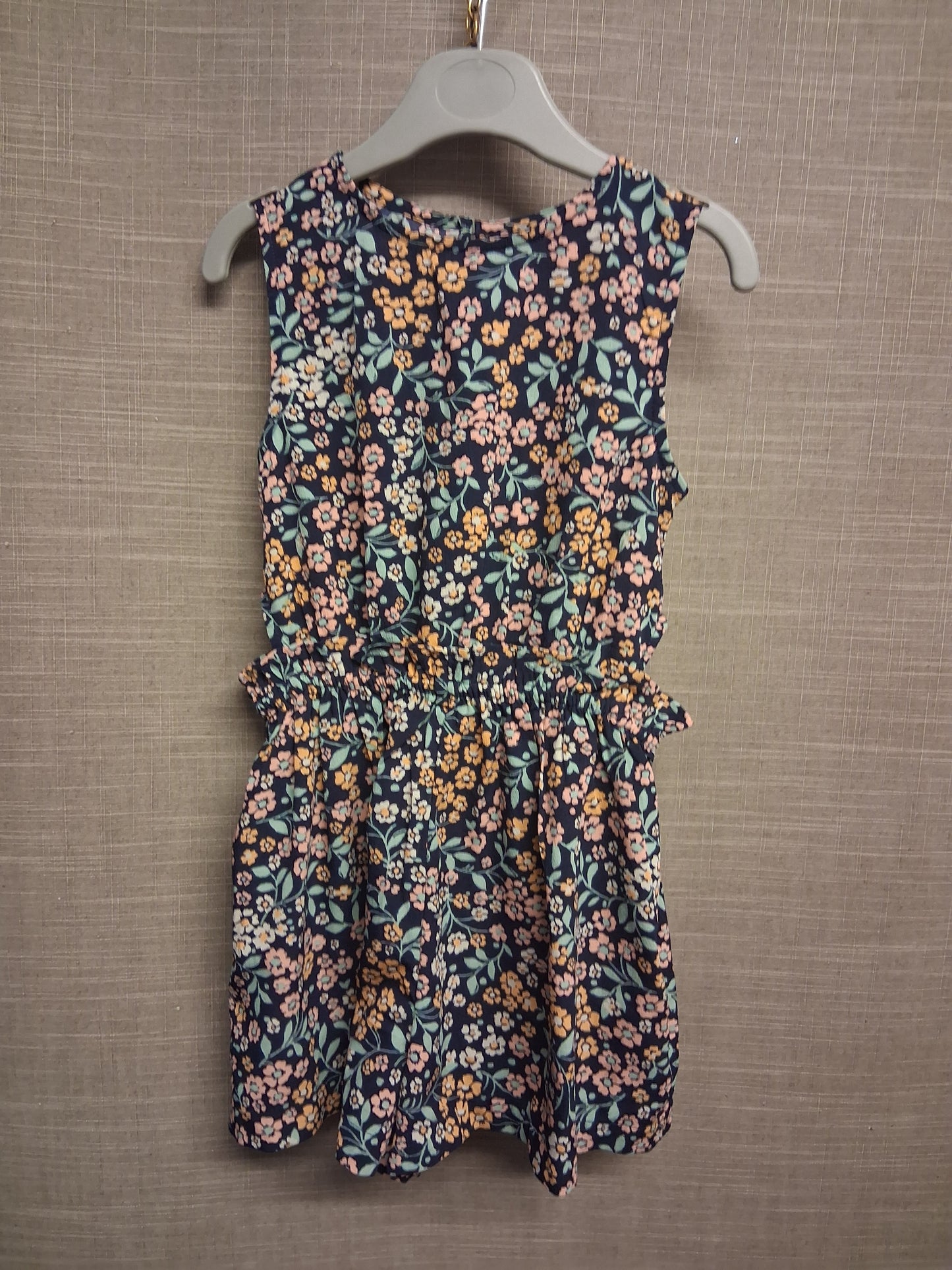 Next Girls Blue Floral Lightweight Open Back Cut Out Sides Playsuit Age 4-5 years