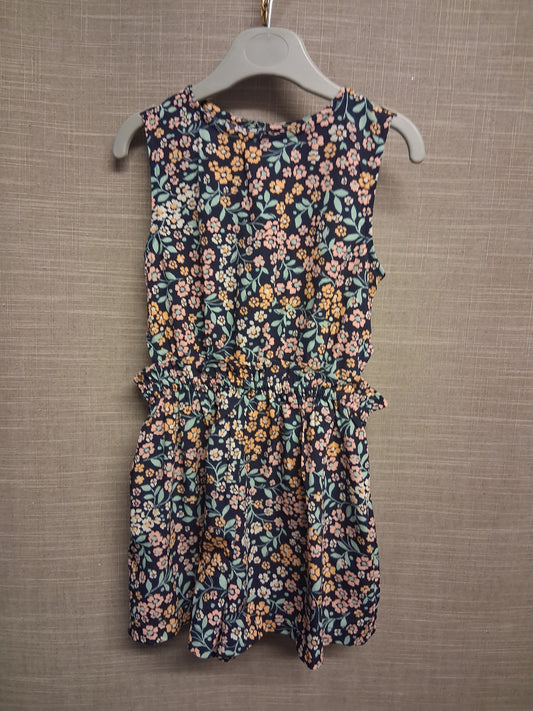 Next Girls Blue Floral Lightweight Open Back Cut Out Sides Playsuit Age 4-5 years