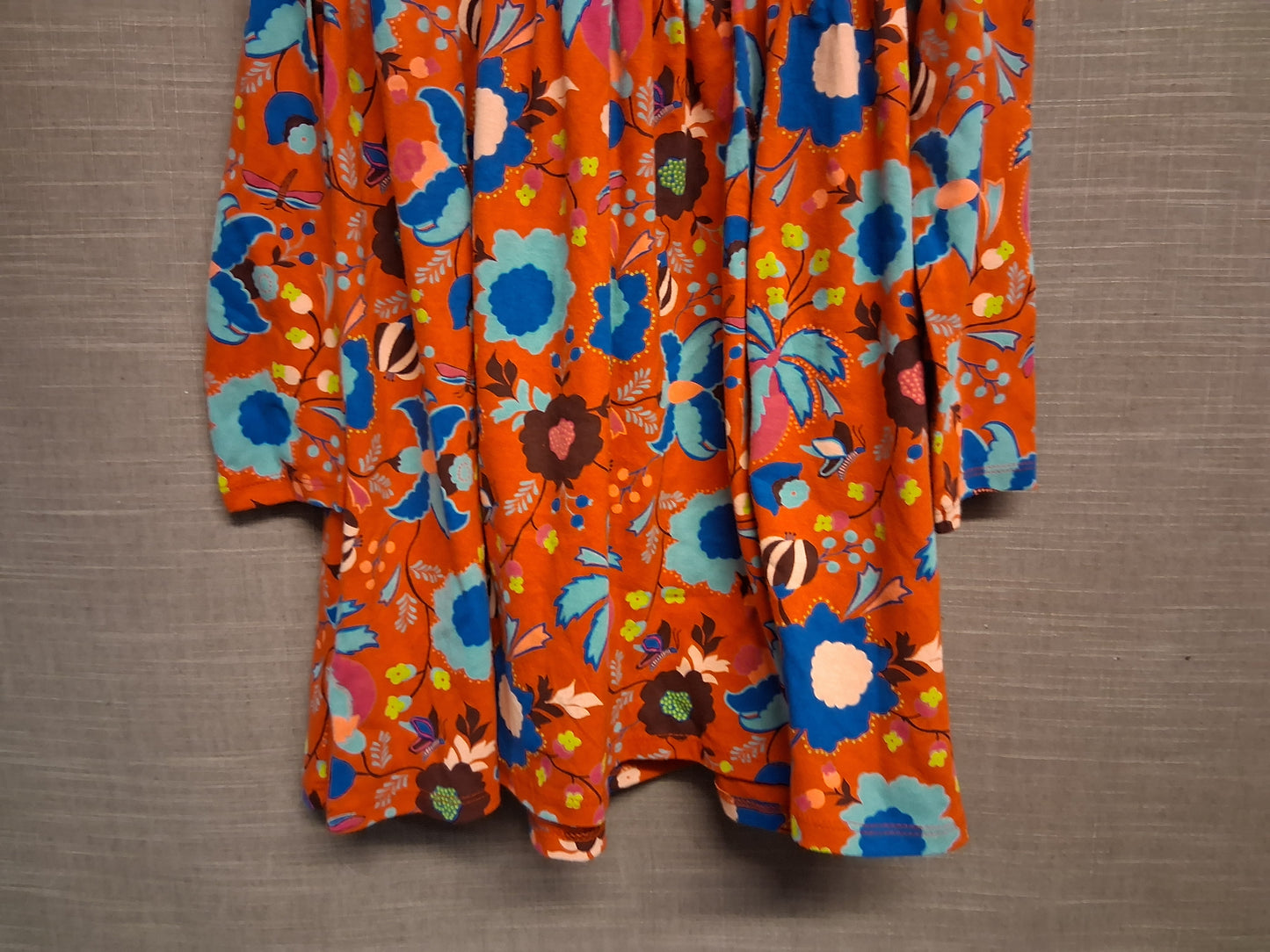 Next Girls Red Multicolour Floral Long Sleeve Jersey Dress Age 6-7 Years