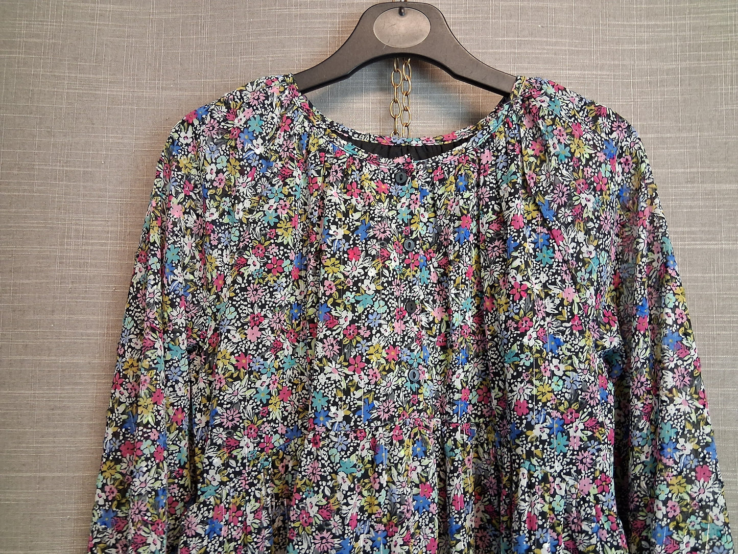 Nutmeg Girls Floral Multicolour Dress Long Sleeve Age 8-9 Years