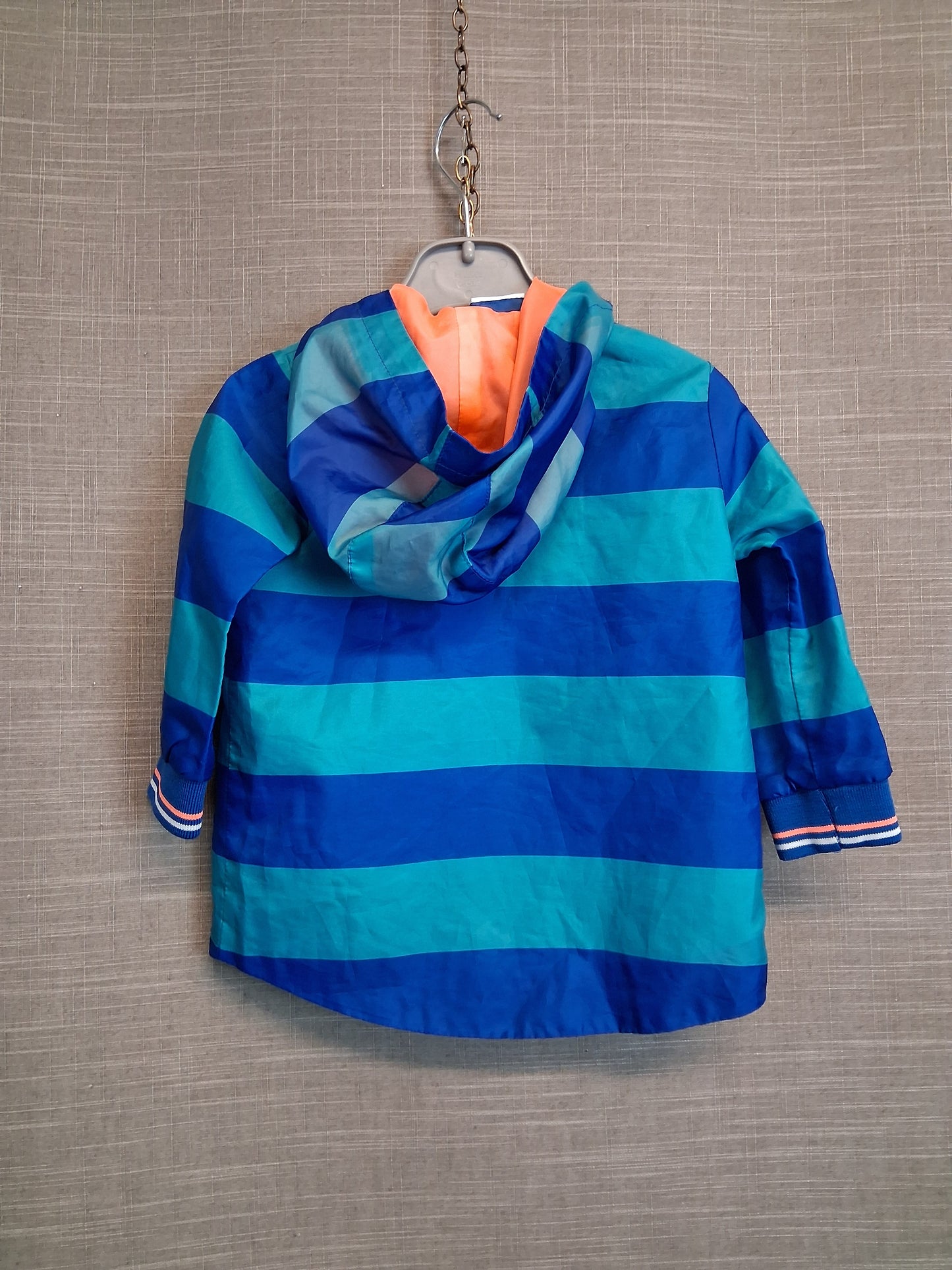 F&F Boys Raincoat Jacket Blue Stripe Age 9-12 Months