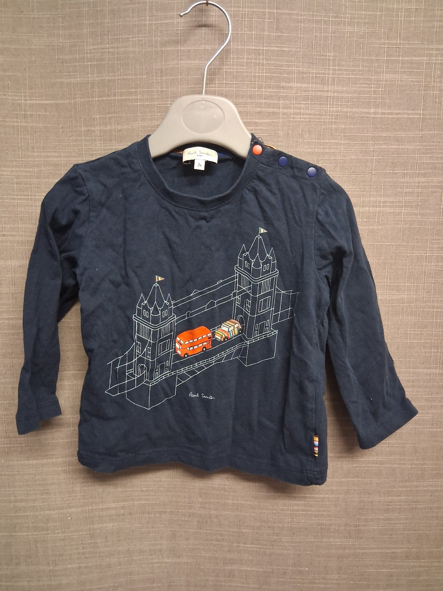 Paul Smith Boys Navy Blue London Bridge Long Sleeve T-Shirt Age 2 Years