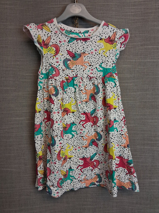 Studio Girls Multicolour Unicorn Theme Jersey Dress Cap Sleeve Age 5-6 Years