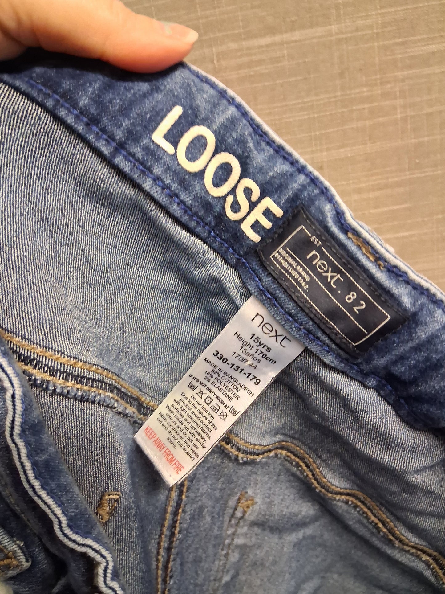 Next Blue Denim Jeans Loose Fit Age 15 Years