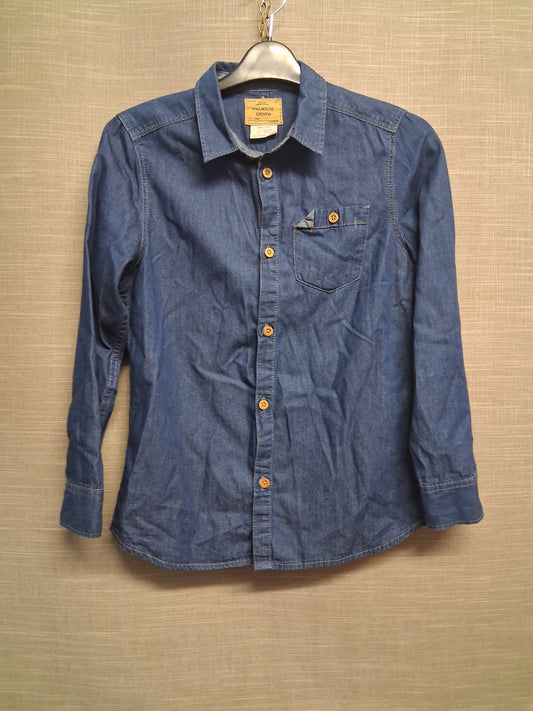 Zara Boys Blue Denim Long Sleeve Shirt Age 11-12 Years