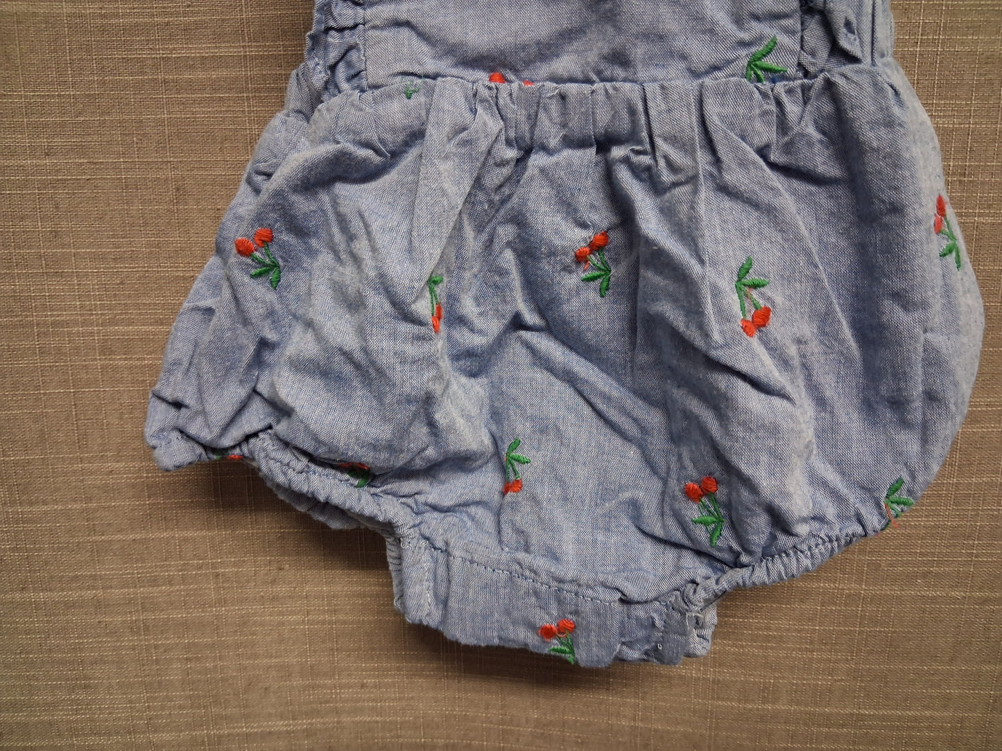 Matalan Girls Blue Denim Dungaree Shorts Cherry Print Age 0-3 months