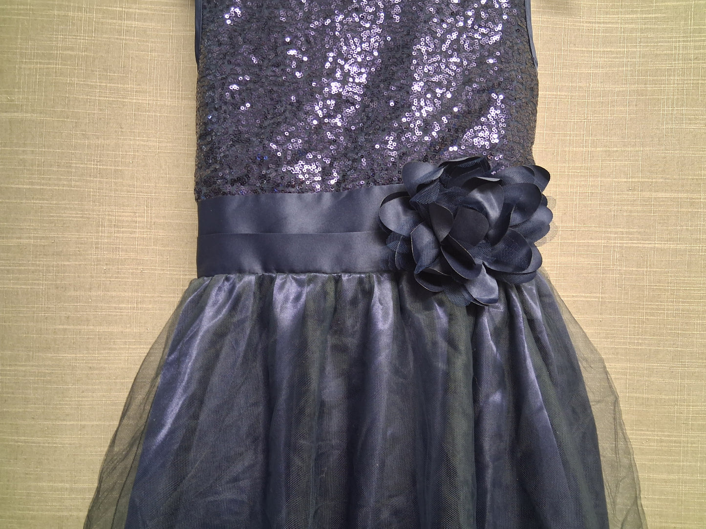 Top Star Girls Navy Blue Sequin Trim Sleeveless Prom Party Dress Age 11-12 Years