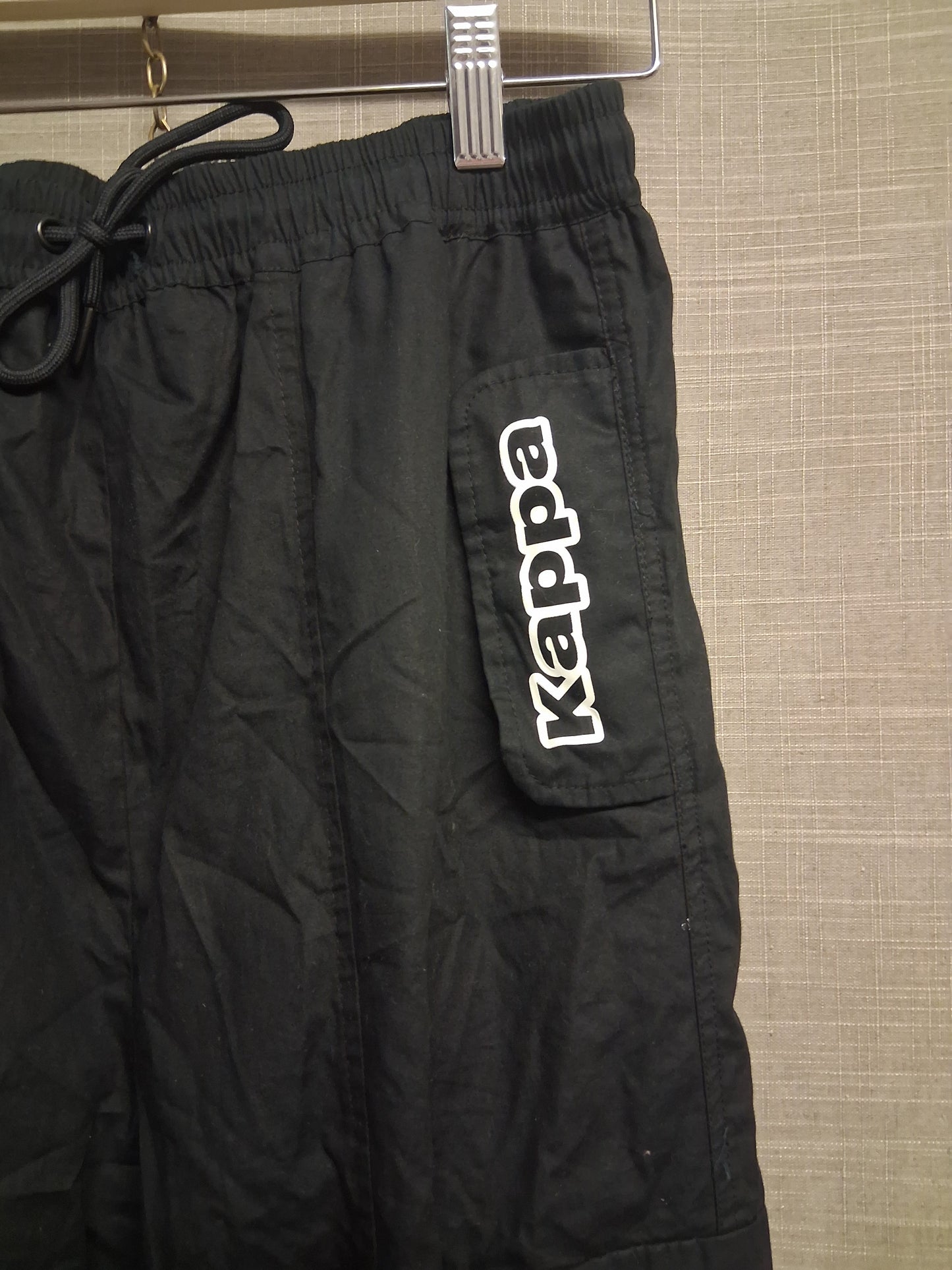 Kappa Boys Black Cargo Joggers Spellout Graphic Age 13-14 Years