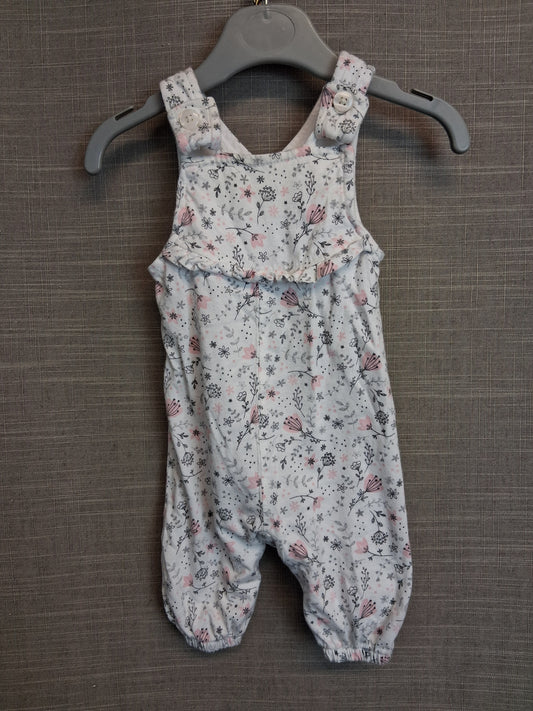 George Girls White Floral Romper Sleeveless Age 0-3 Months