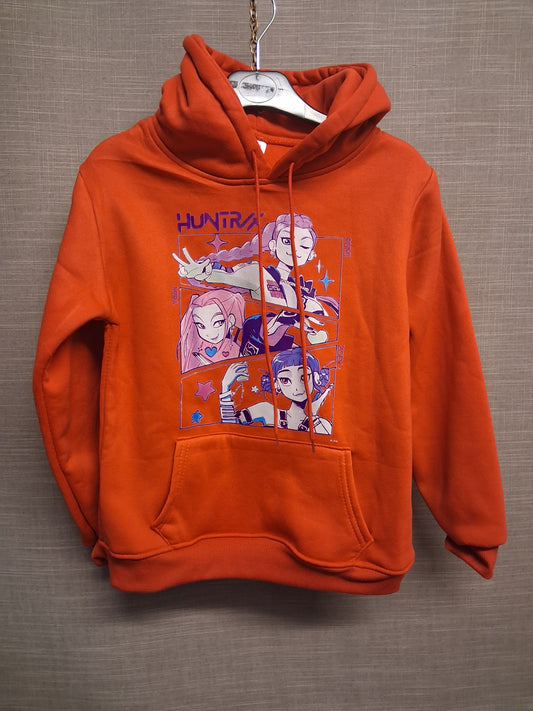 K Pop Demon Hunters Hoodie Red Oversized Graphic Front & Back Age 5 years