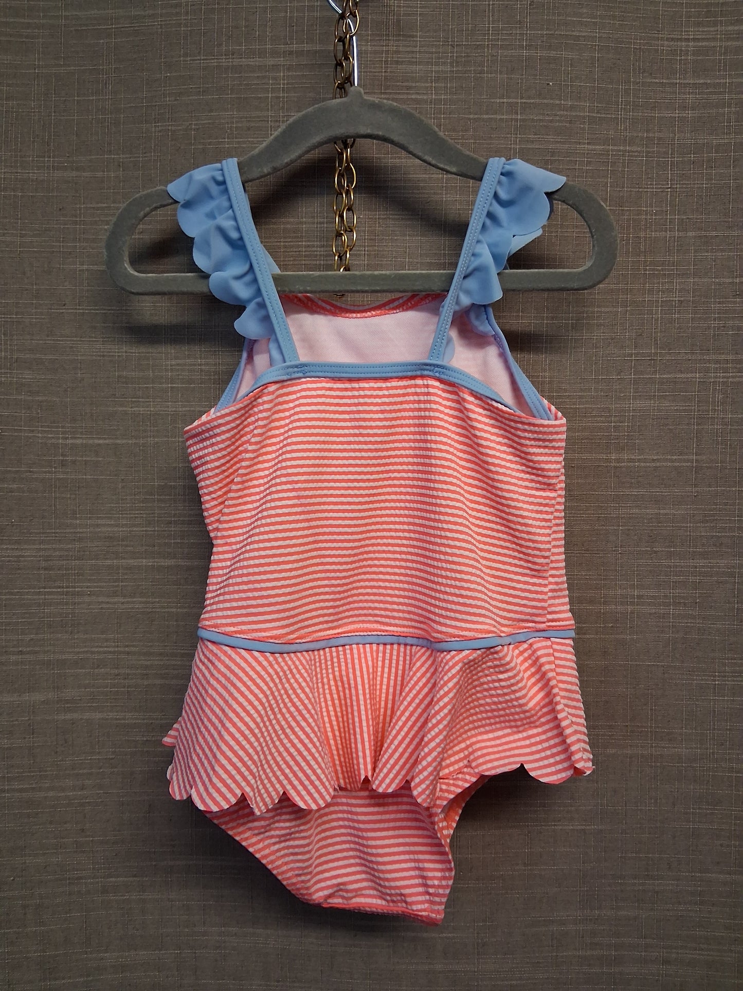 Matalan Neon Pink Striped Swimsuit One Piece Age 2-3 Years