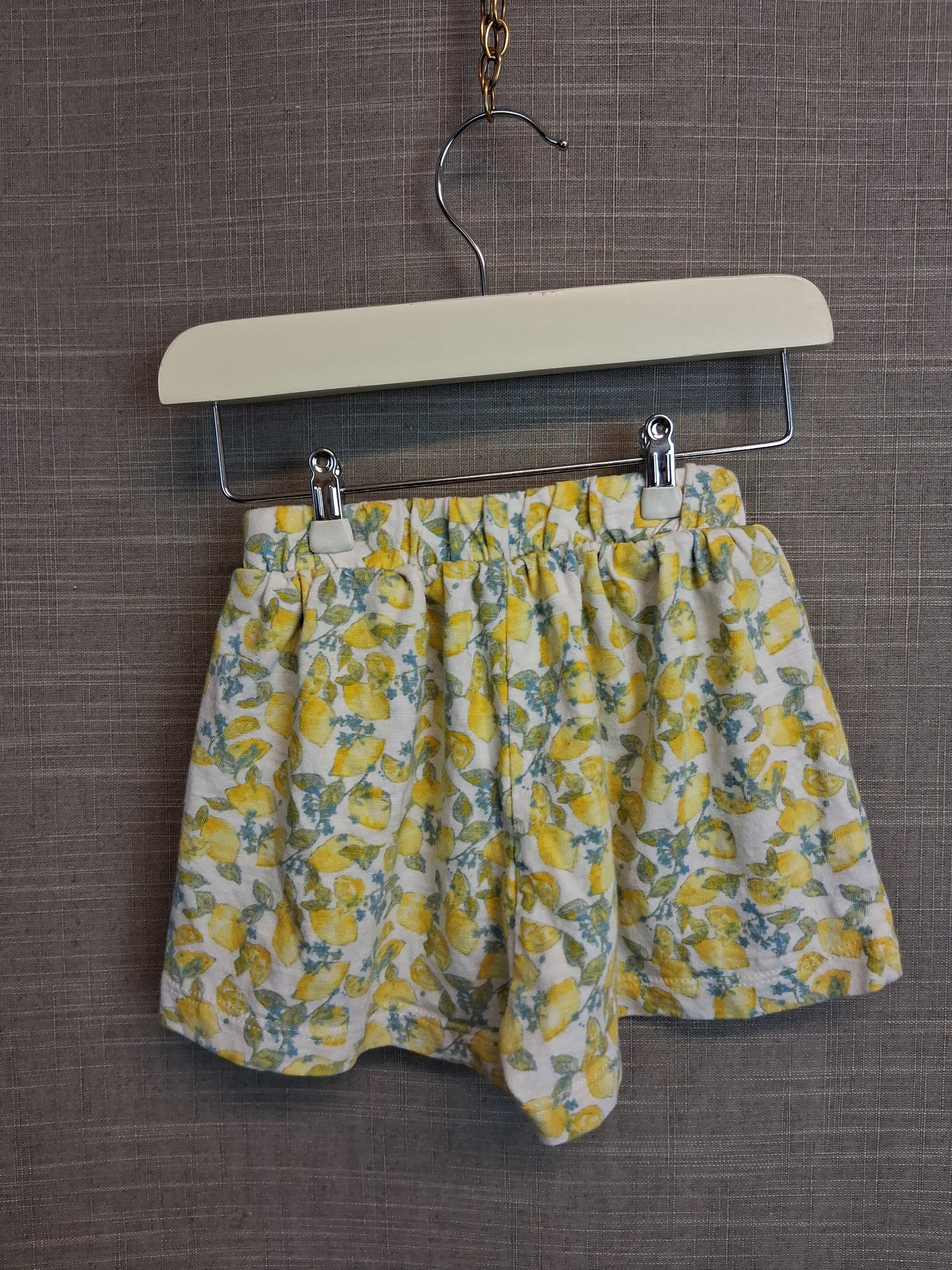 Next Girls Yellow Lemon Print Jersey Shorts Age 6-9 Months