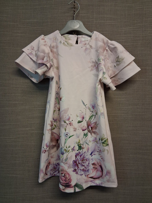 Next Girls Floral Pale Pink Frill Short Sleeve A Line Dress Age 5 Years