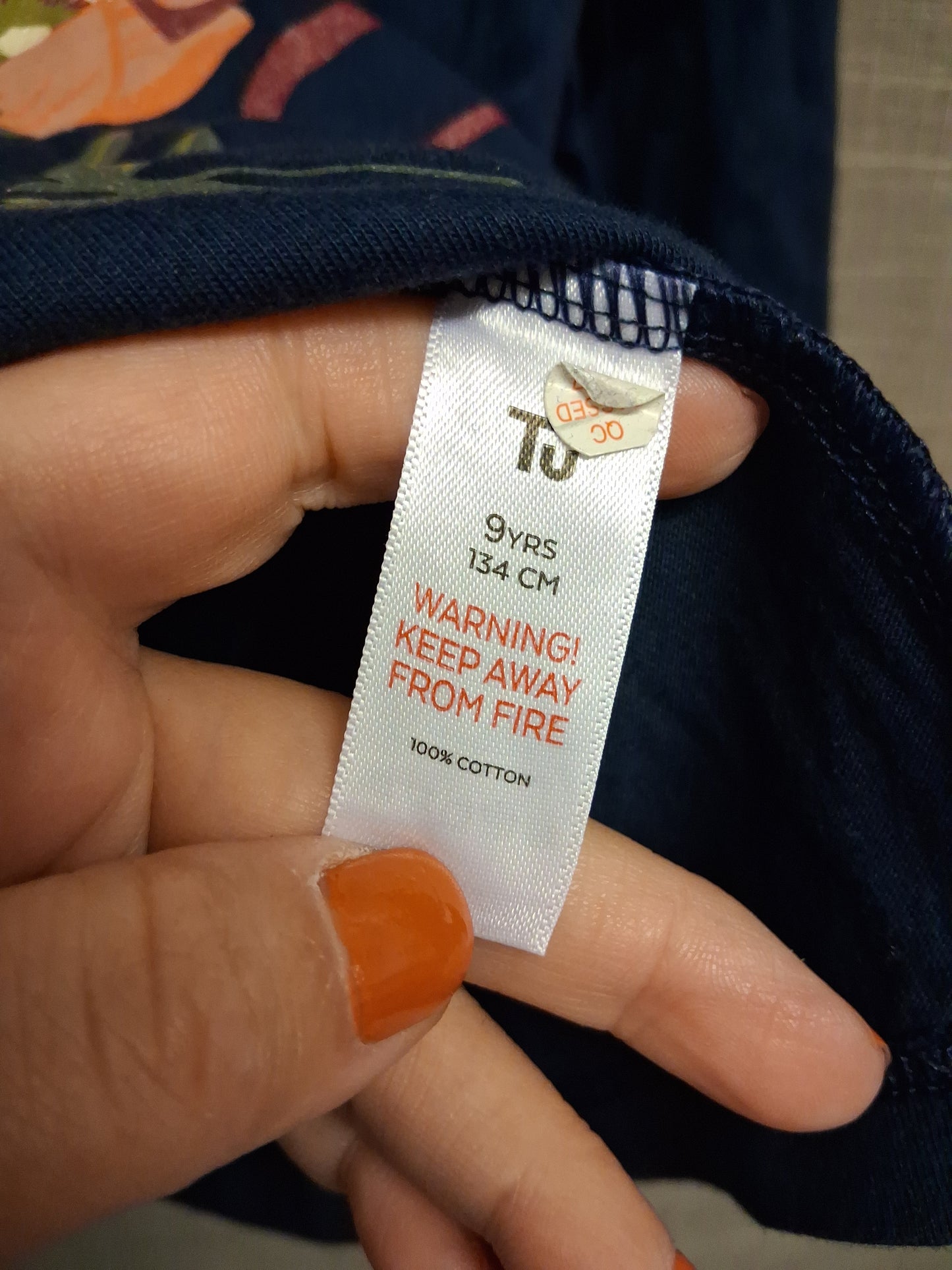 TU Girls Long Frill Sleeve Navy T-Shirt Age 9 Years