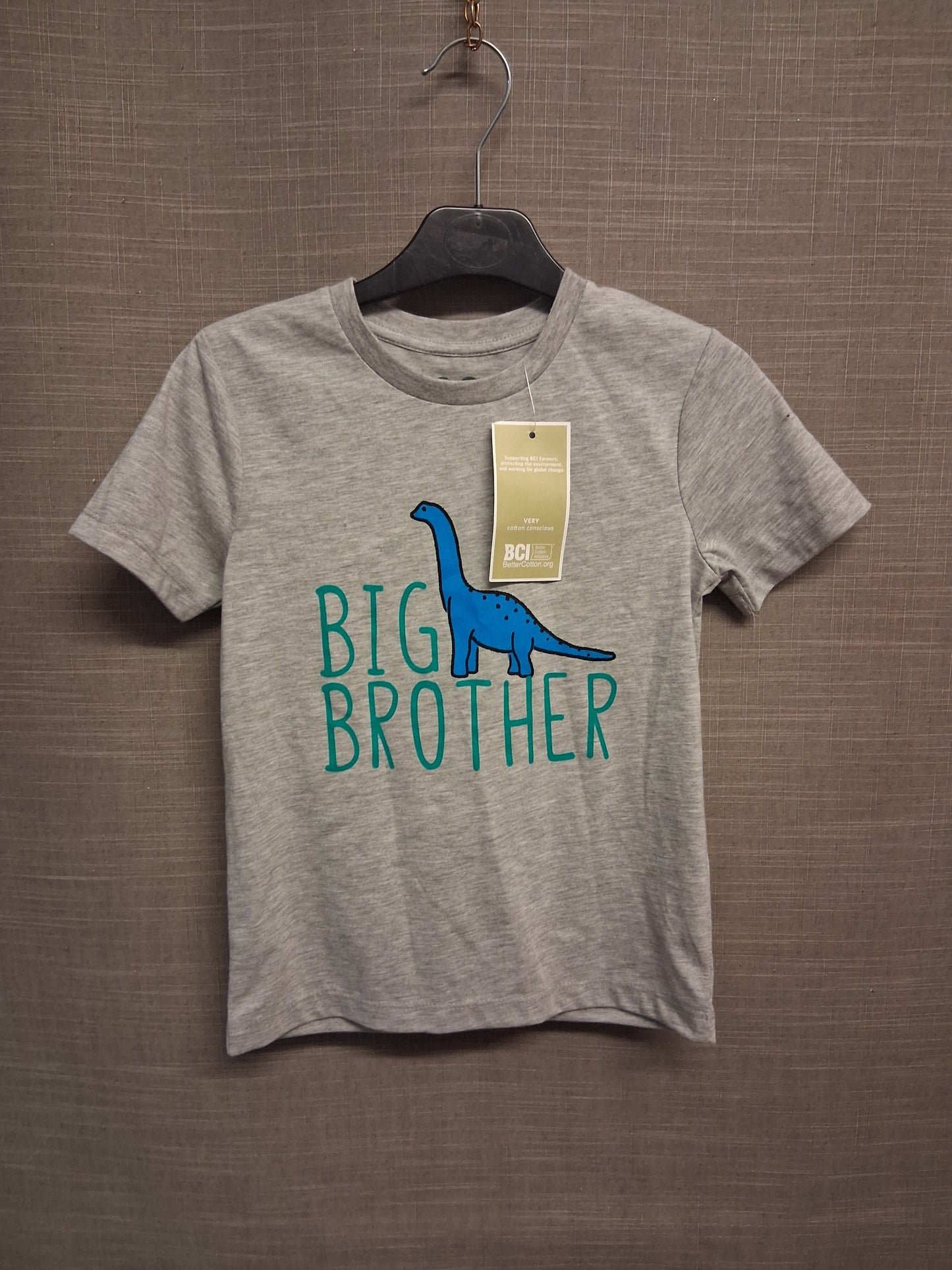 V By Very Grey Short Sleeve T-Shirt Dinosaur 'Big Brother' Age 7 Years New