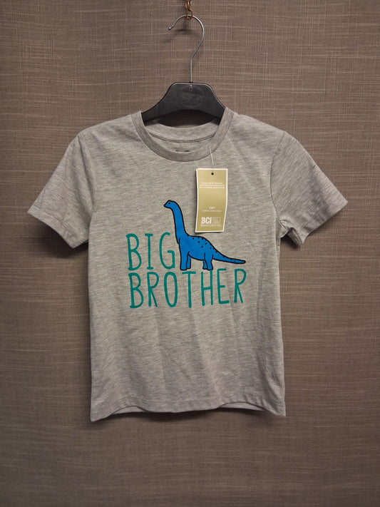 V By Very Grey Short Sleeve T-Shirt Dinosaur 'Big Brother' Age 7 Years New