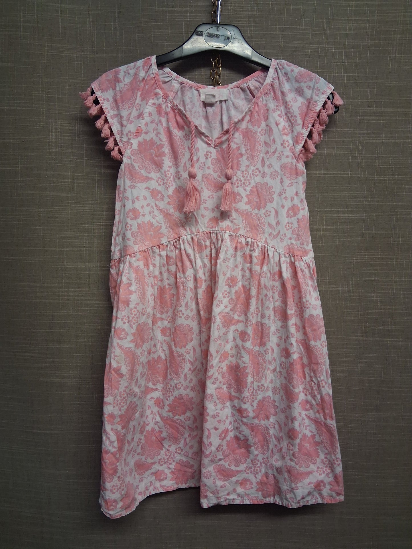 Pumpkin Patch Girls Pink Floral Cotton A Line Dress Short Sleeve Age 7 Years