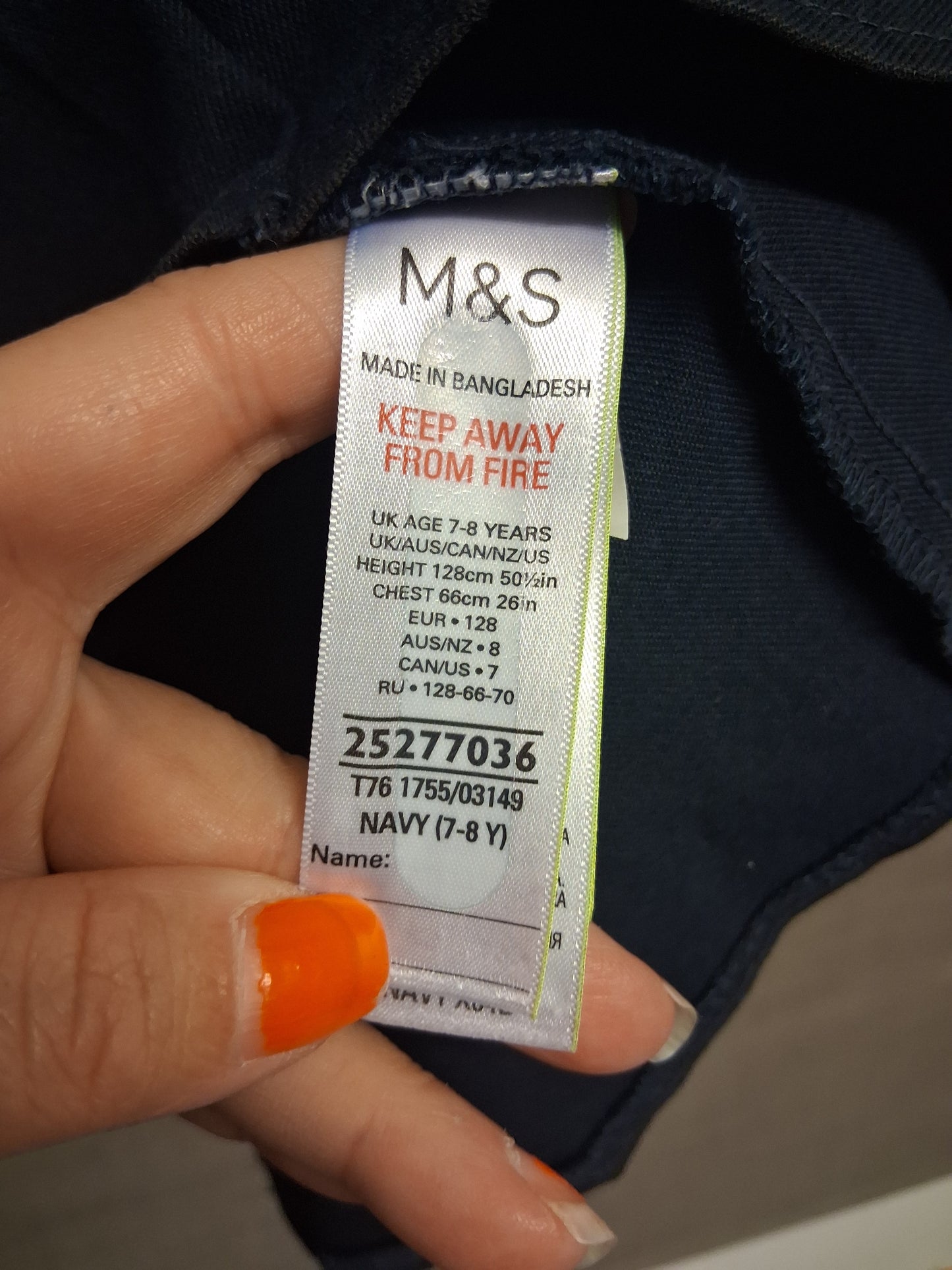 Marks and Spencer Girls School Pinafore Dress Navy Age 7-8 Years