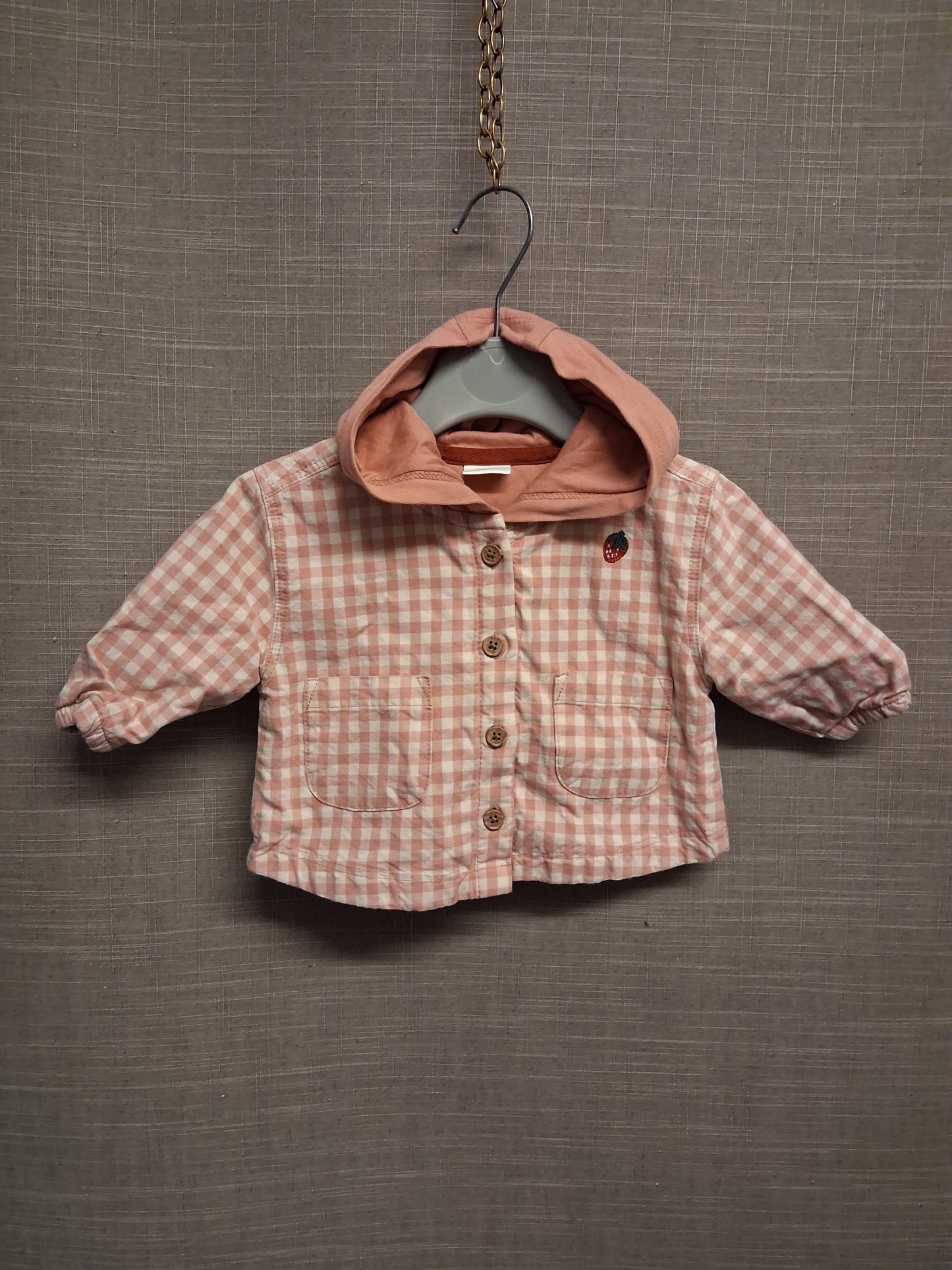 Next Girls Orange Peach Check Shacket Jacket Age 0-3 Months