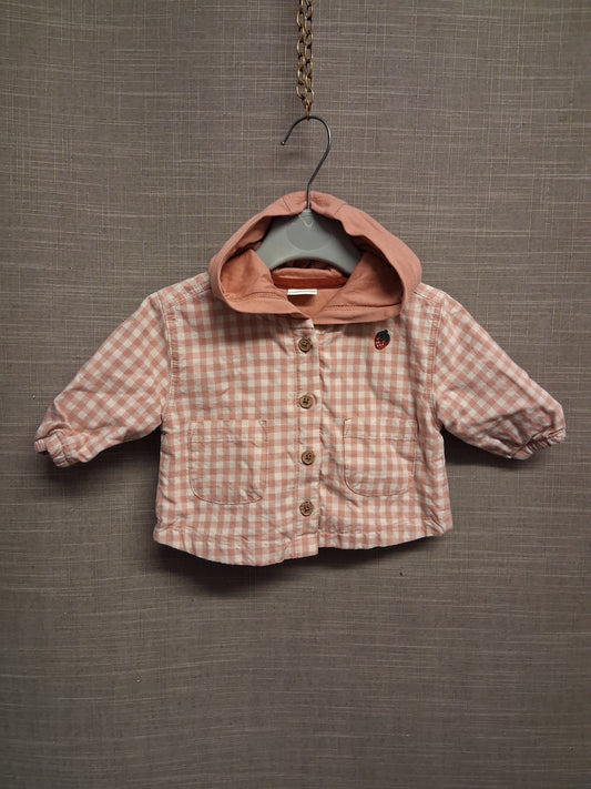 Next Girls Orange Peach Check Shacket Jacket Age 0-3 Months