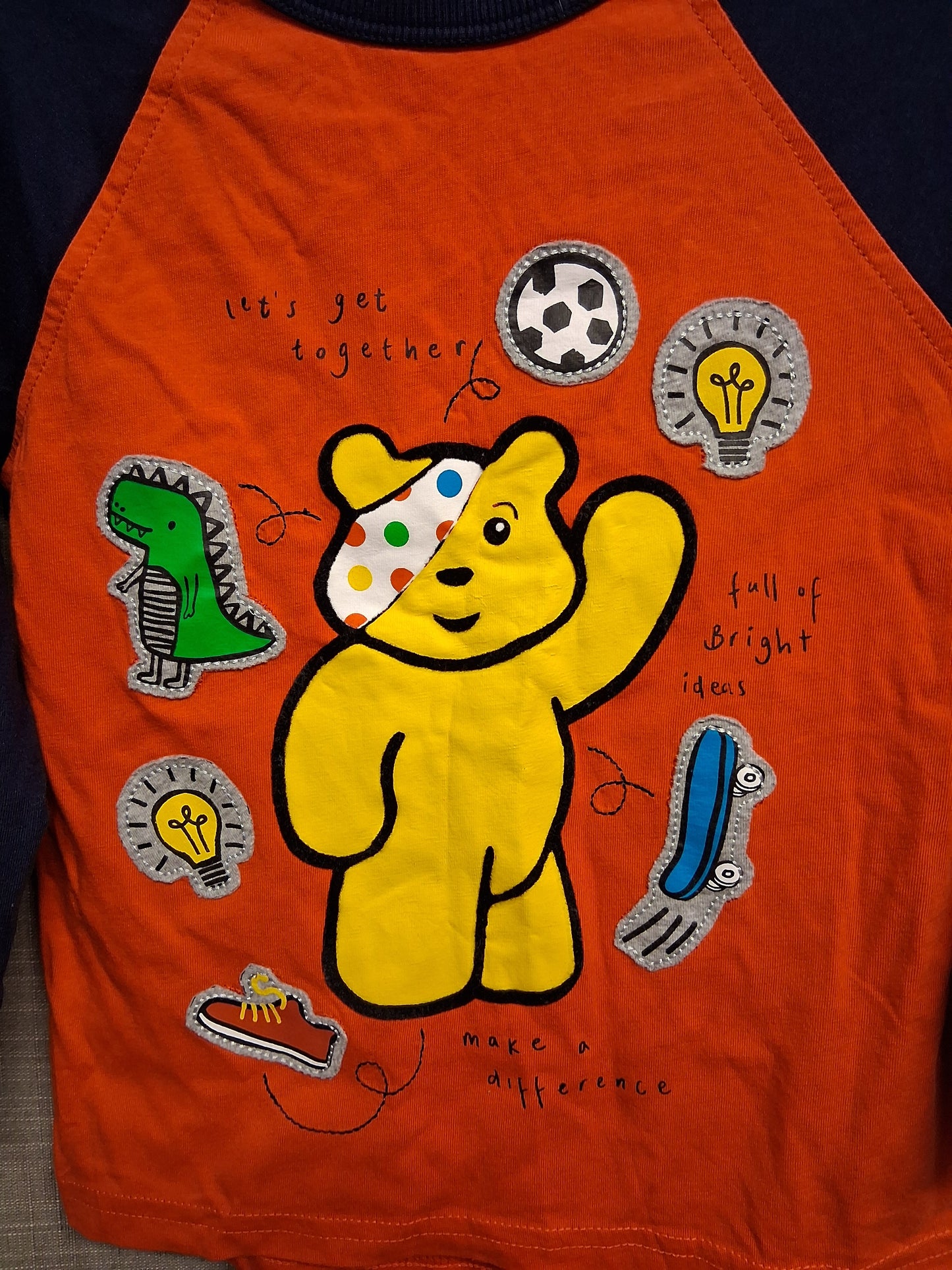George Boys "Pudsey" Children in Need Blue Red Long Sleeve Age 2-3 Years