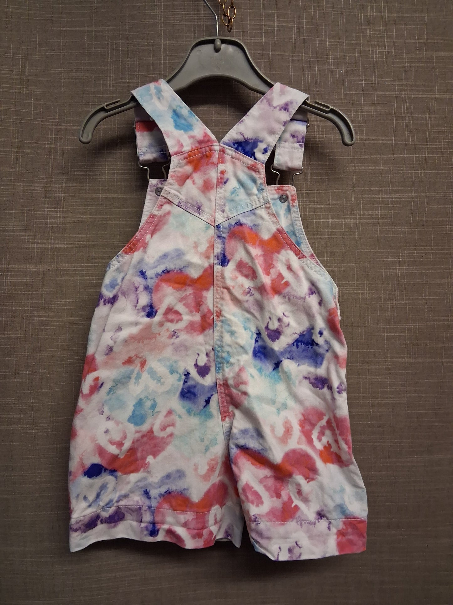 Nutmeg Girls Denim White Multicolour One Piece Dungaree Shorts Age 2-3 Years