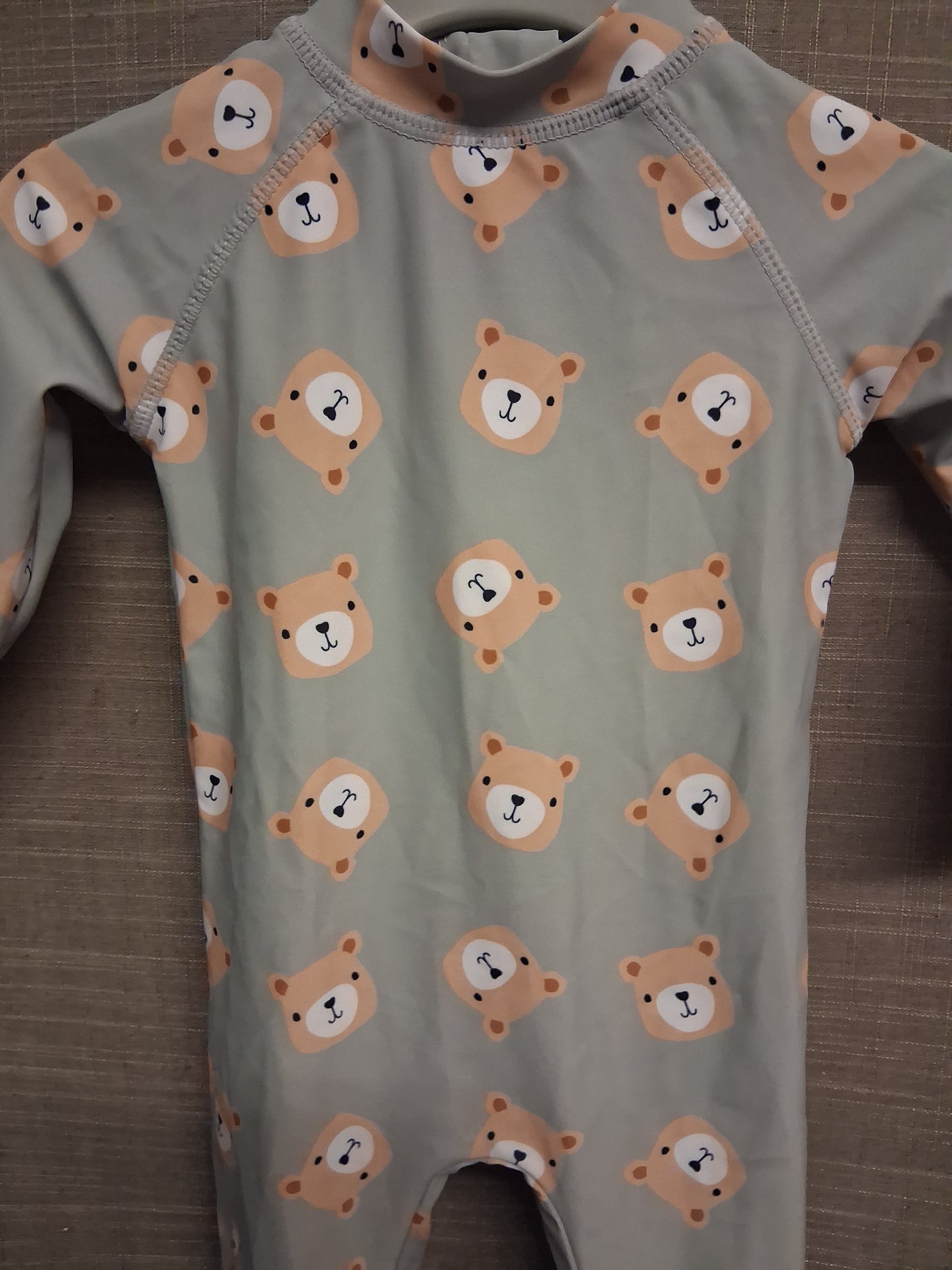 George Boys Blue Bear Theme UV Swimsuit One Piece With Hat Age 3-6 Months