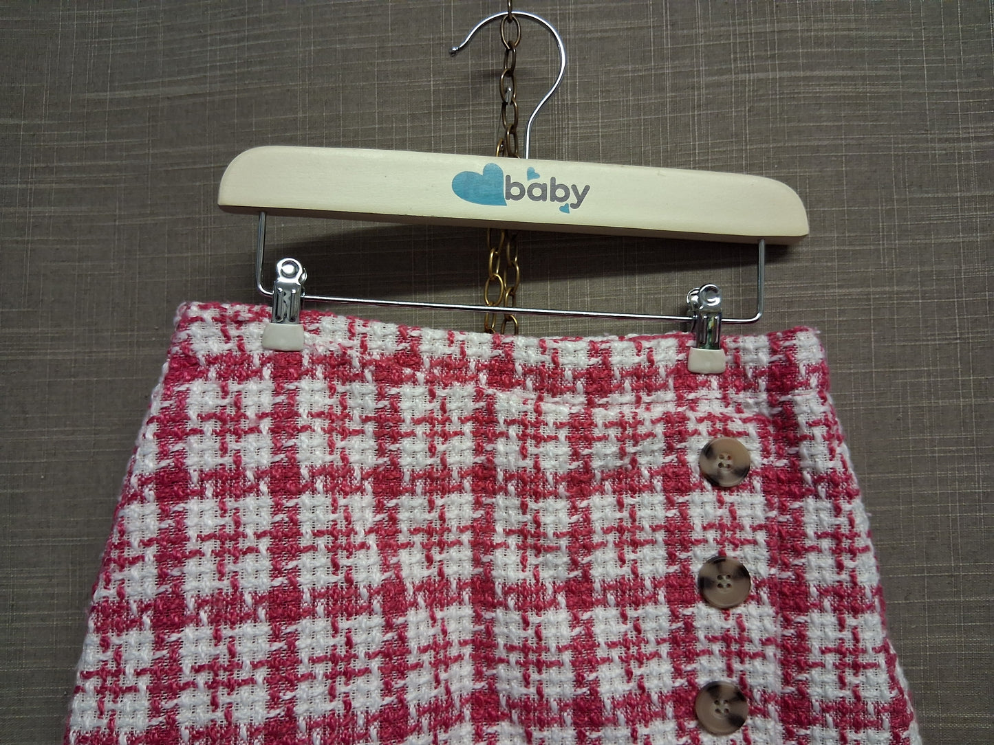 Matalan Girls Pink Checked Skorts Age 7 Years Faux Buttons