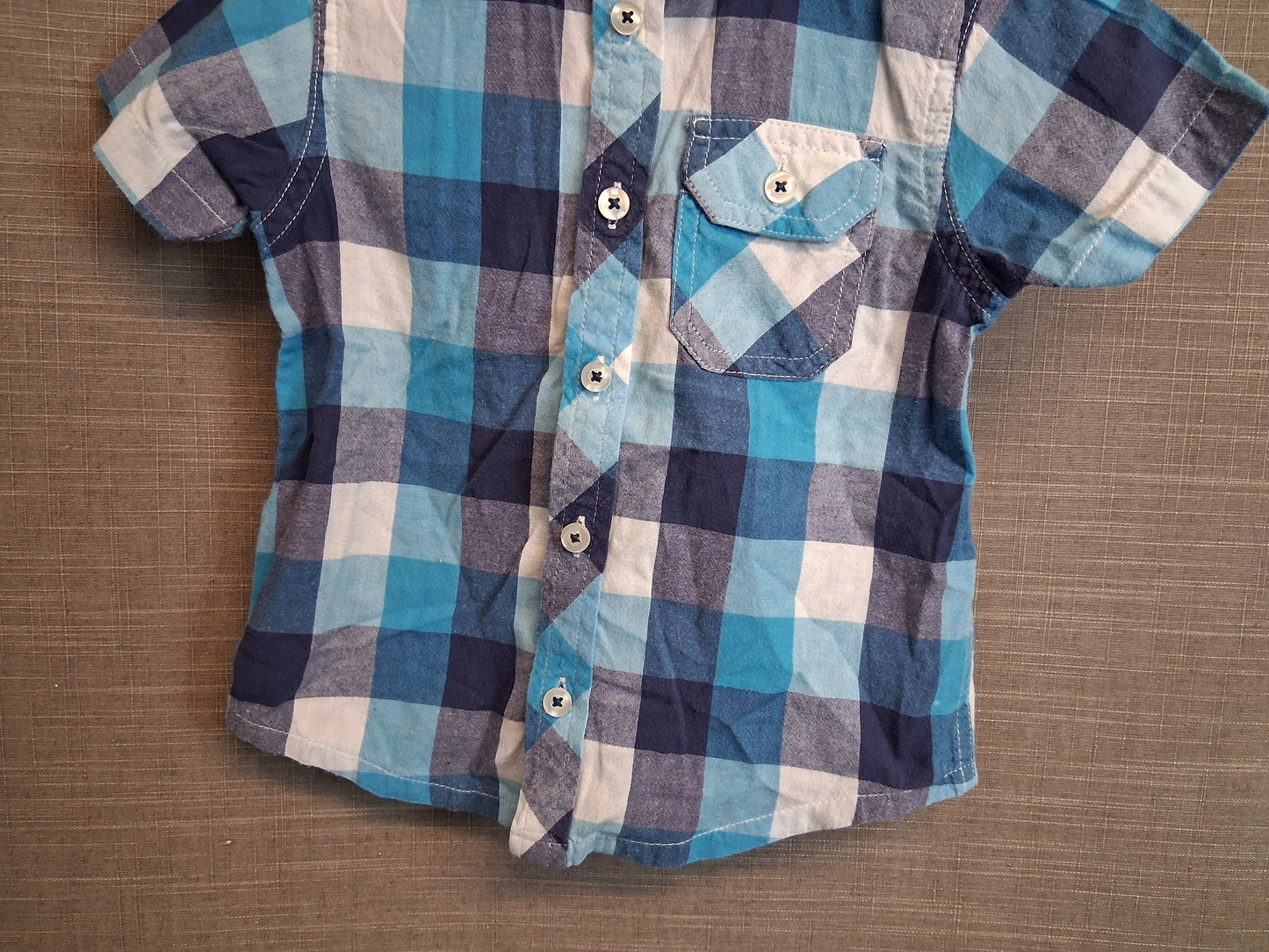 F&F Boys Check Short Sleeve Shirt Age 18-24 Months