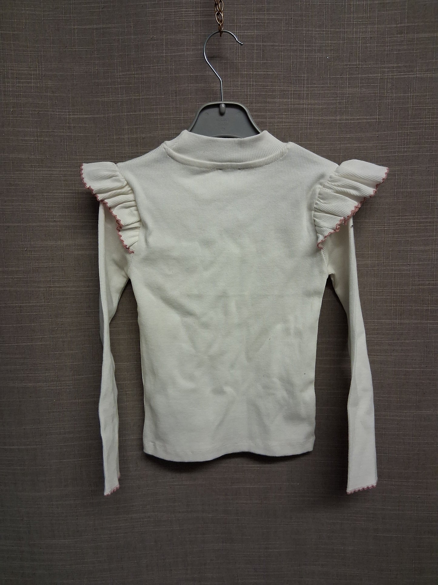 River Island Girls Cream Long Sleeve Ribbed High Neck T-Shirt Age 5 Years New