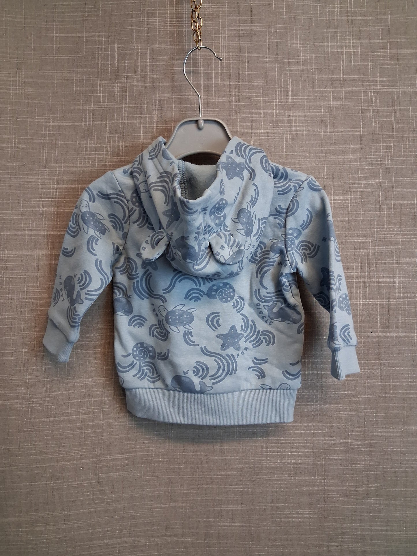 George Boys Blue Full Zip Hoodie Sealife Theme Age 3-6 Months