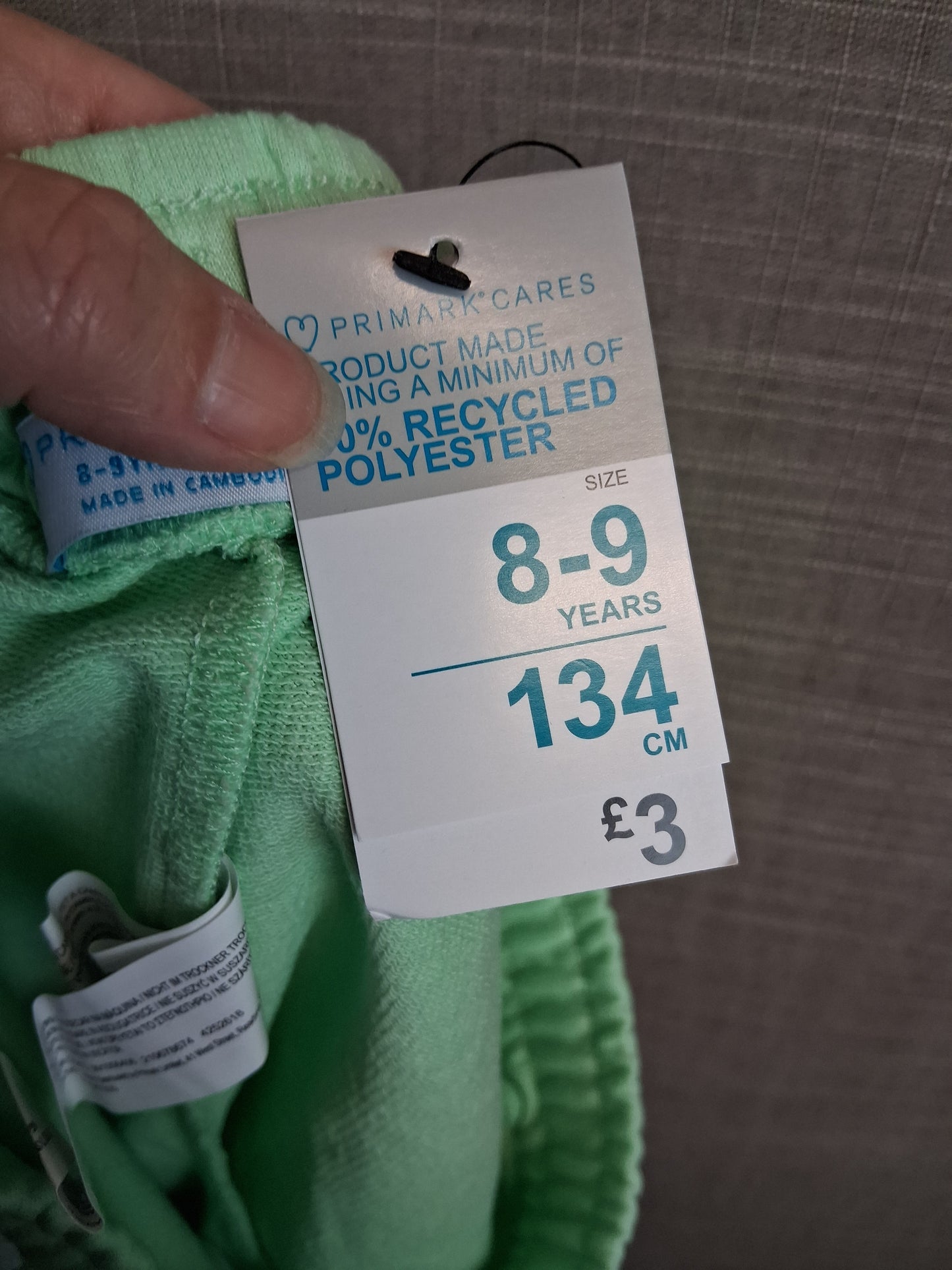 Primark Girls Green Jersey Shorts Age 8-9 Years New