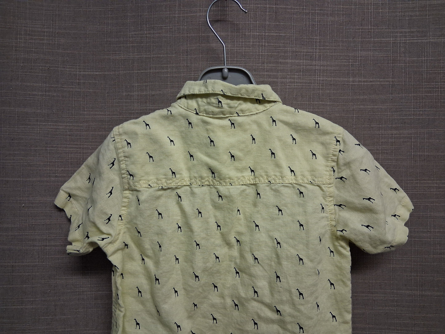 Next Boys Short Sleeve Shirt Yellow Giraffe Print Age 2-3 Years