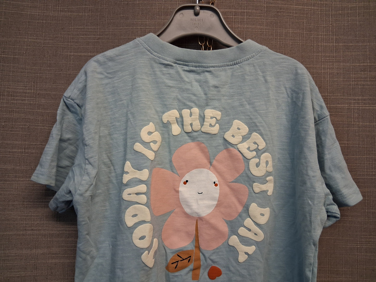 Next Girls Blue T-Shirt Short Sleeve Graphic Print on Back Age 5-6 Years