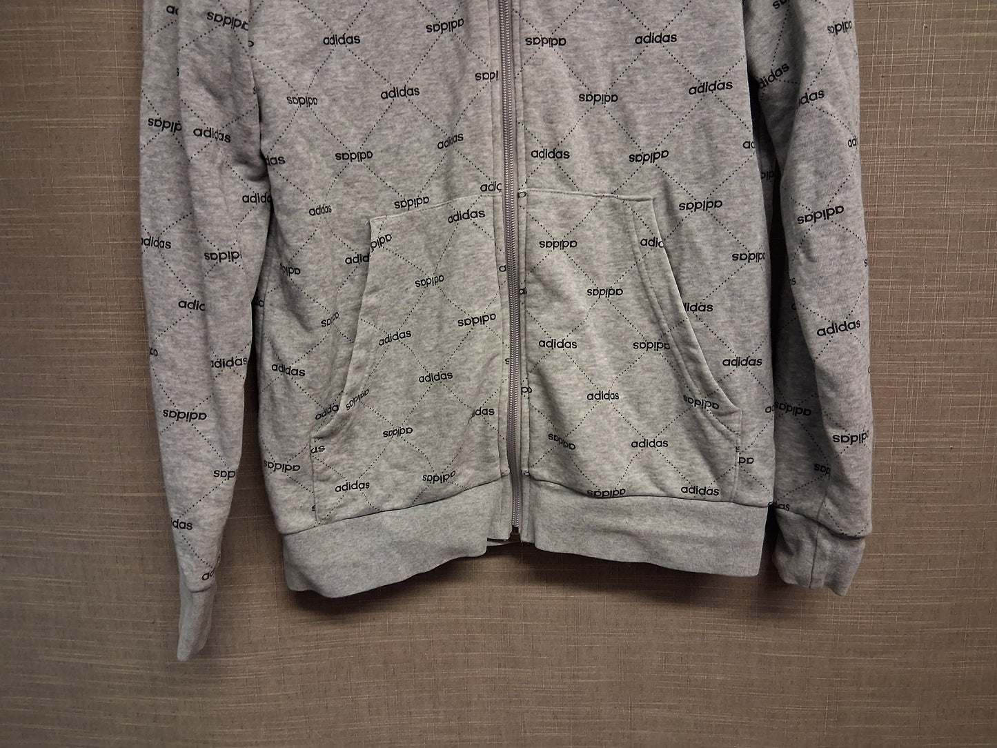 Adidas Boys Grey Full Zip Hoodie Age 13-14 Years