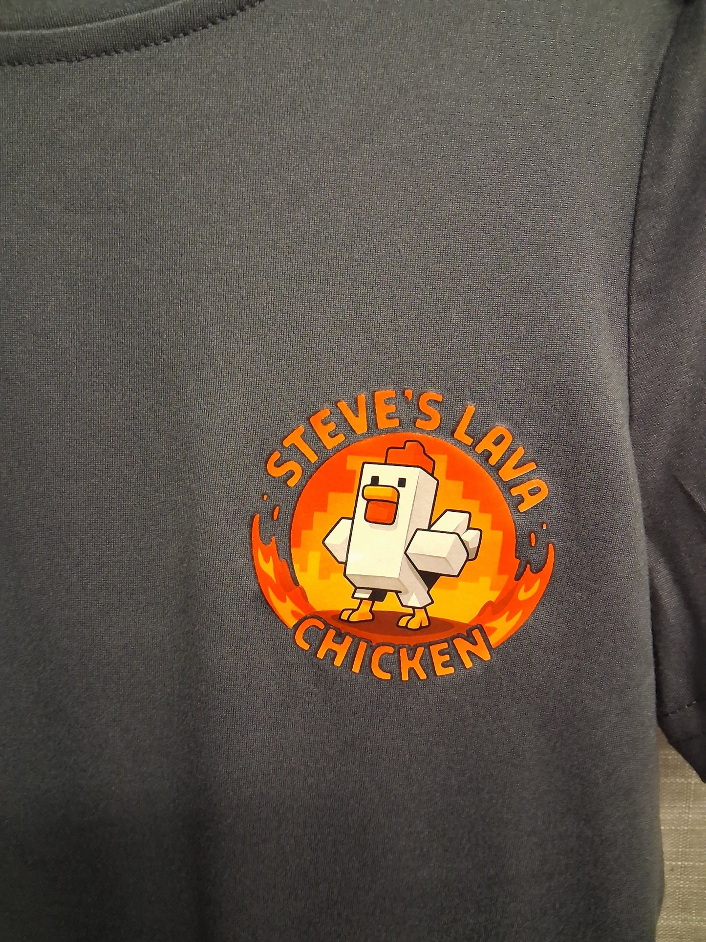 Minecraft Movie Steve's Lava Chicken Grey Short Sleeve T-Shirt Age 7 Years