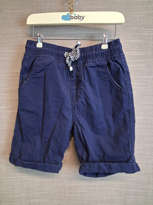 TU Boys Blue Cotton Shorts Elastic Waist Age 5-6 Years