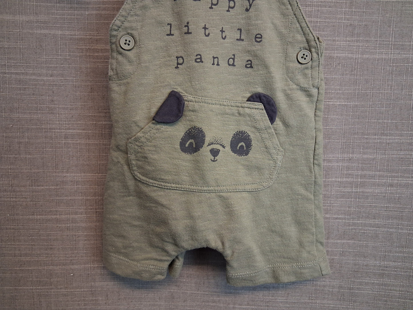 George Boy Khaki Green Jersey Dungarees Romper Age 0-3 Months