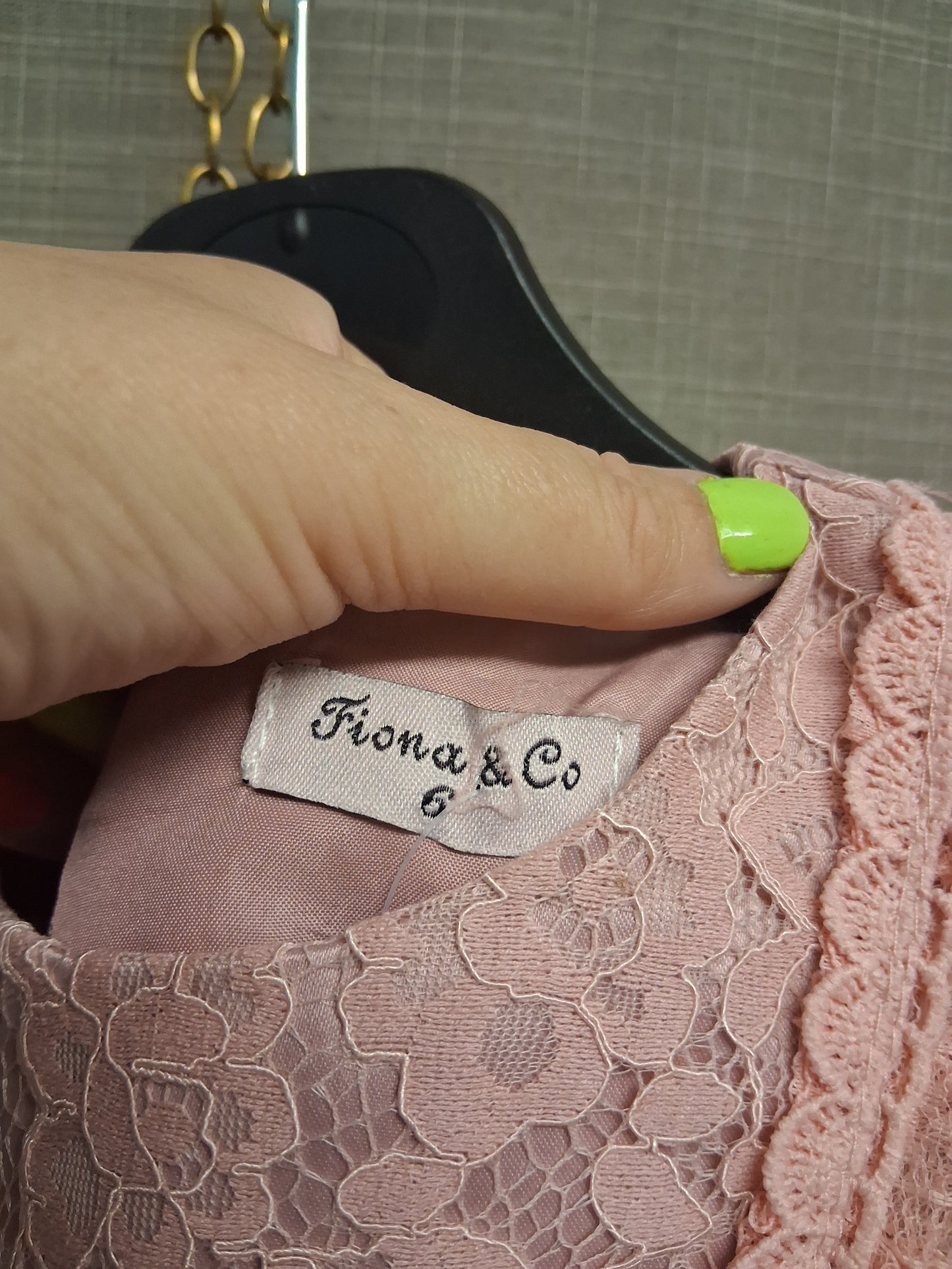 Fiona & Co Girls Dusky Pink Lace Trim Party Special Occasion Dress Age 6 Years New