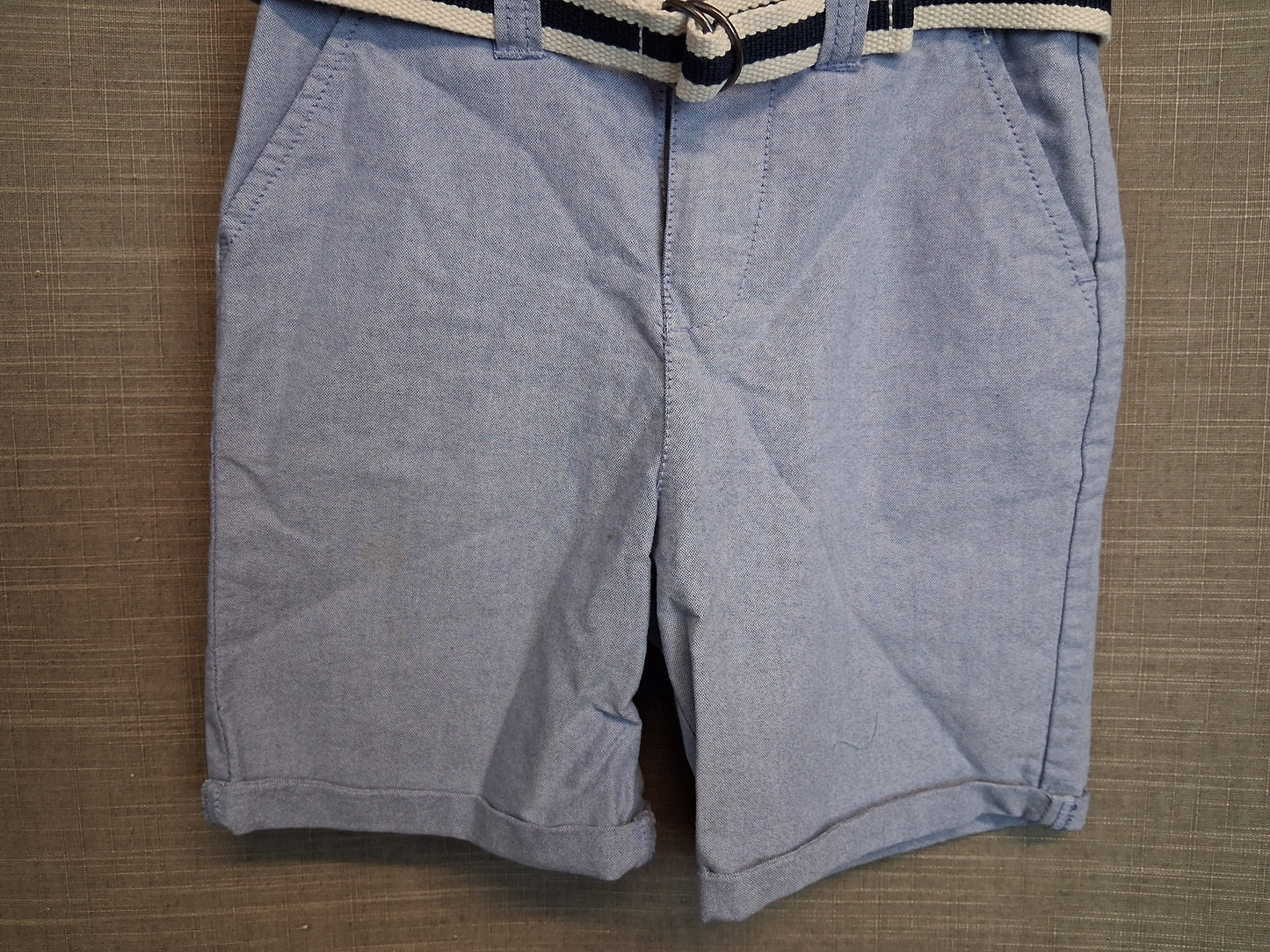 Primark Blue Chino Shorts Age 7-8 Years with Belt