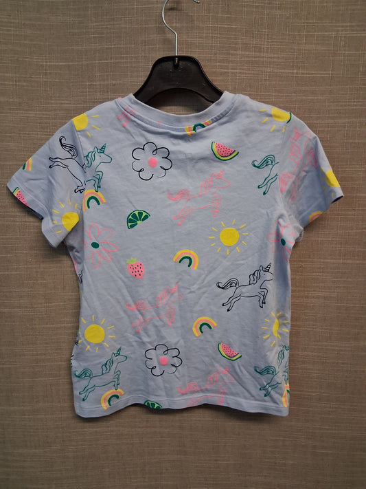 Marks & Spencer Blue Short Sleeve T-Shirt Unicorn & Rainbows Age 6-7 Years