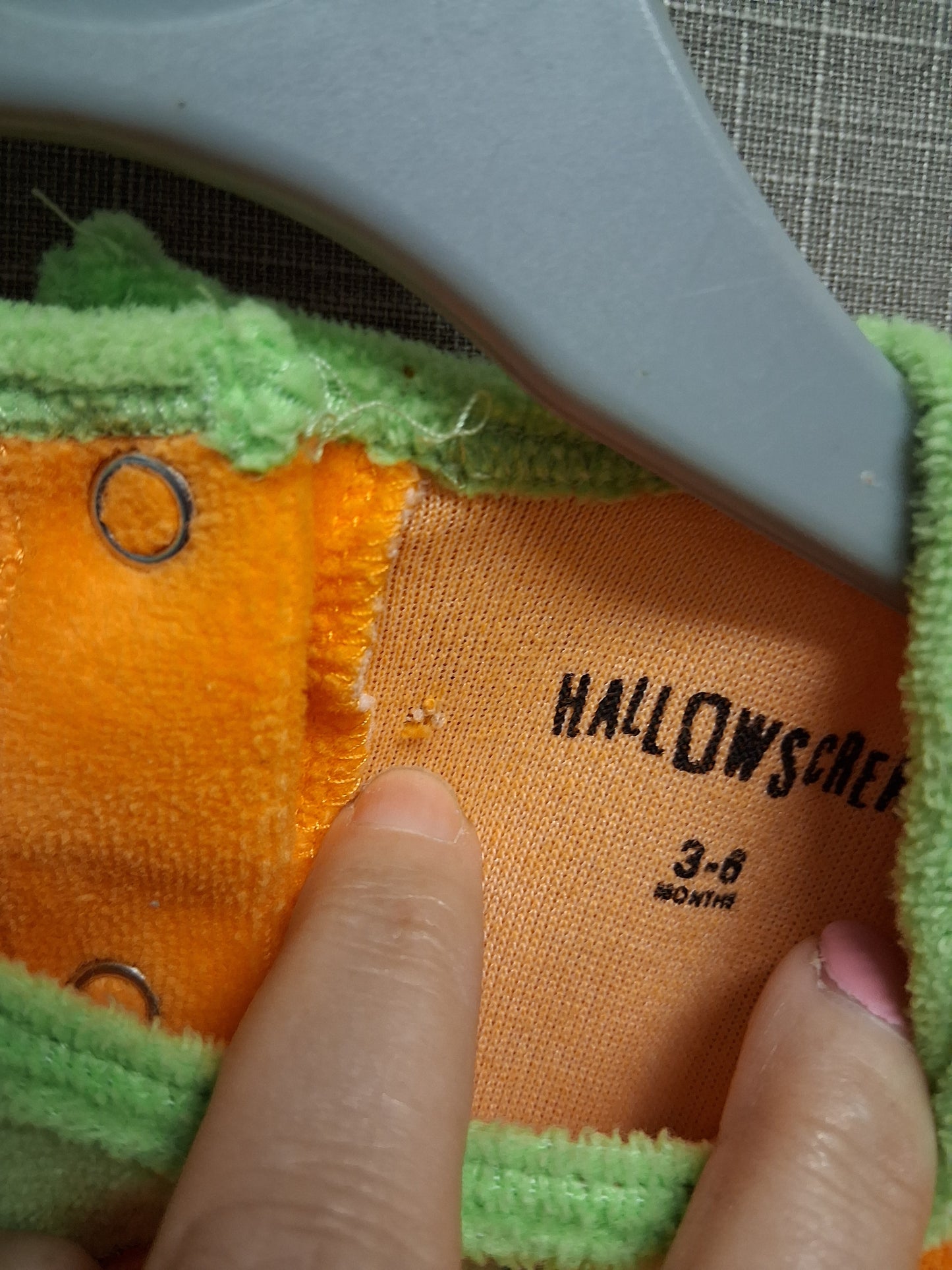 Hallowscream Velour Orange Pumpkin Romper One Piece Age 3-6 Months