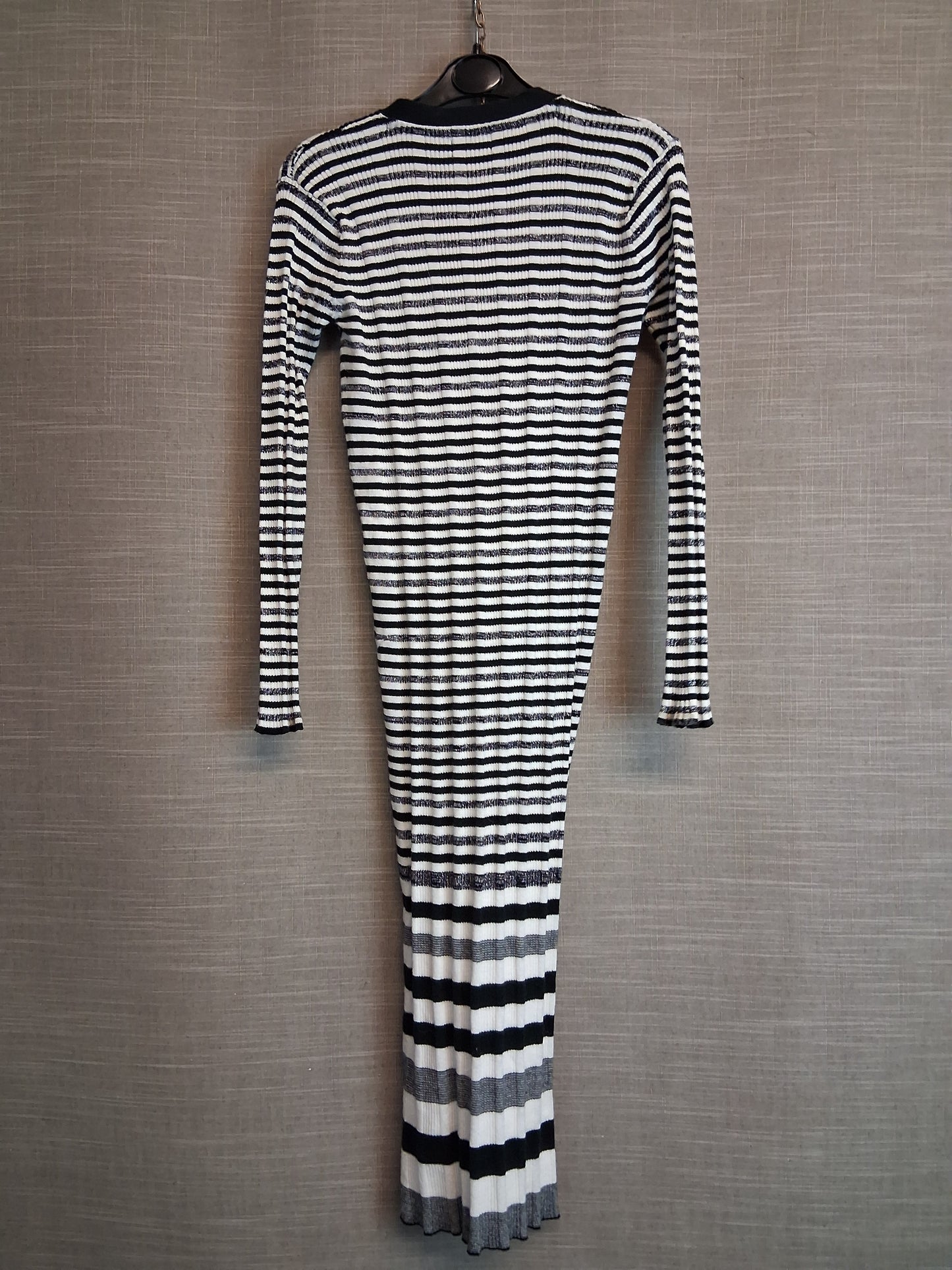 Next Girls Black White Striped V Neck Jumper Dress Button Front Age 9 Years